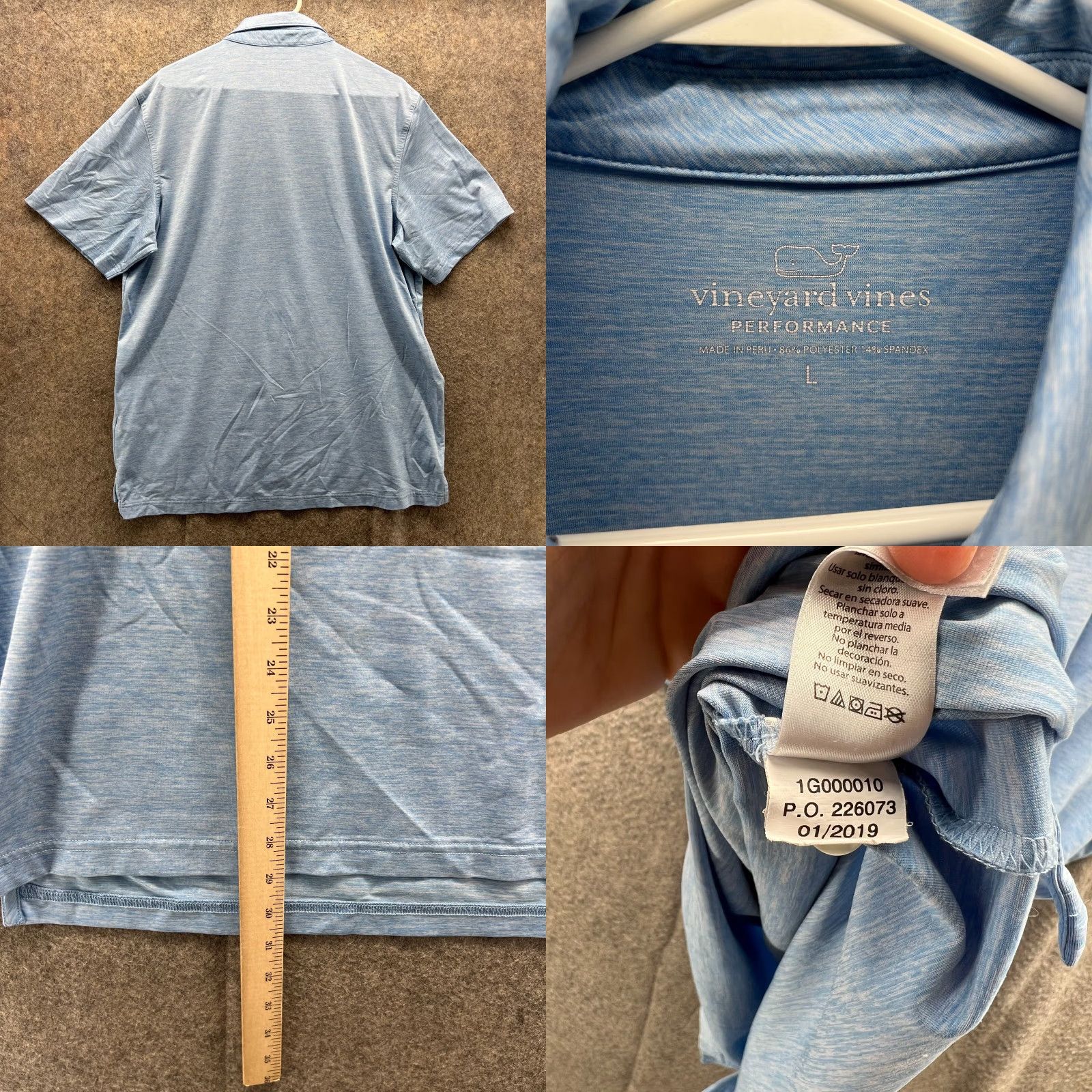 Vineyard Vines Vineyard Vines Polo Shirt Men Large Blue Polyester Knit Shirt Size 42R - 8 Thumbnail