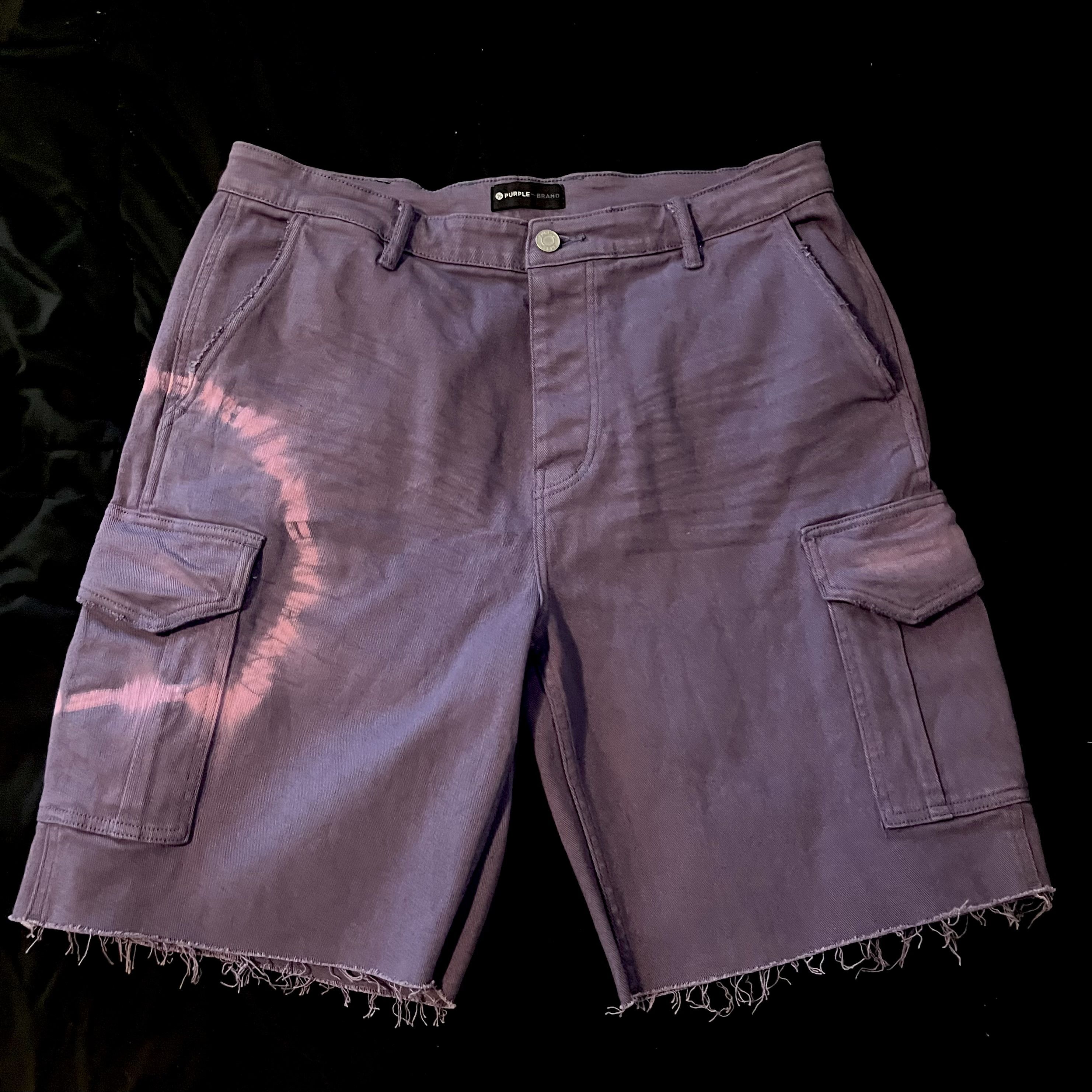 Purple Brand Purple Brand Purple Tie Dye Twill Cargo Shorts L Size US 33 - 3 Thumbnail