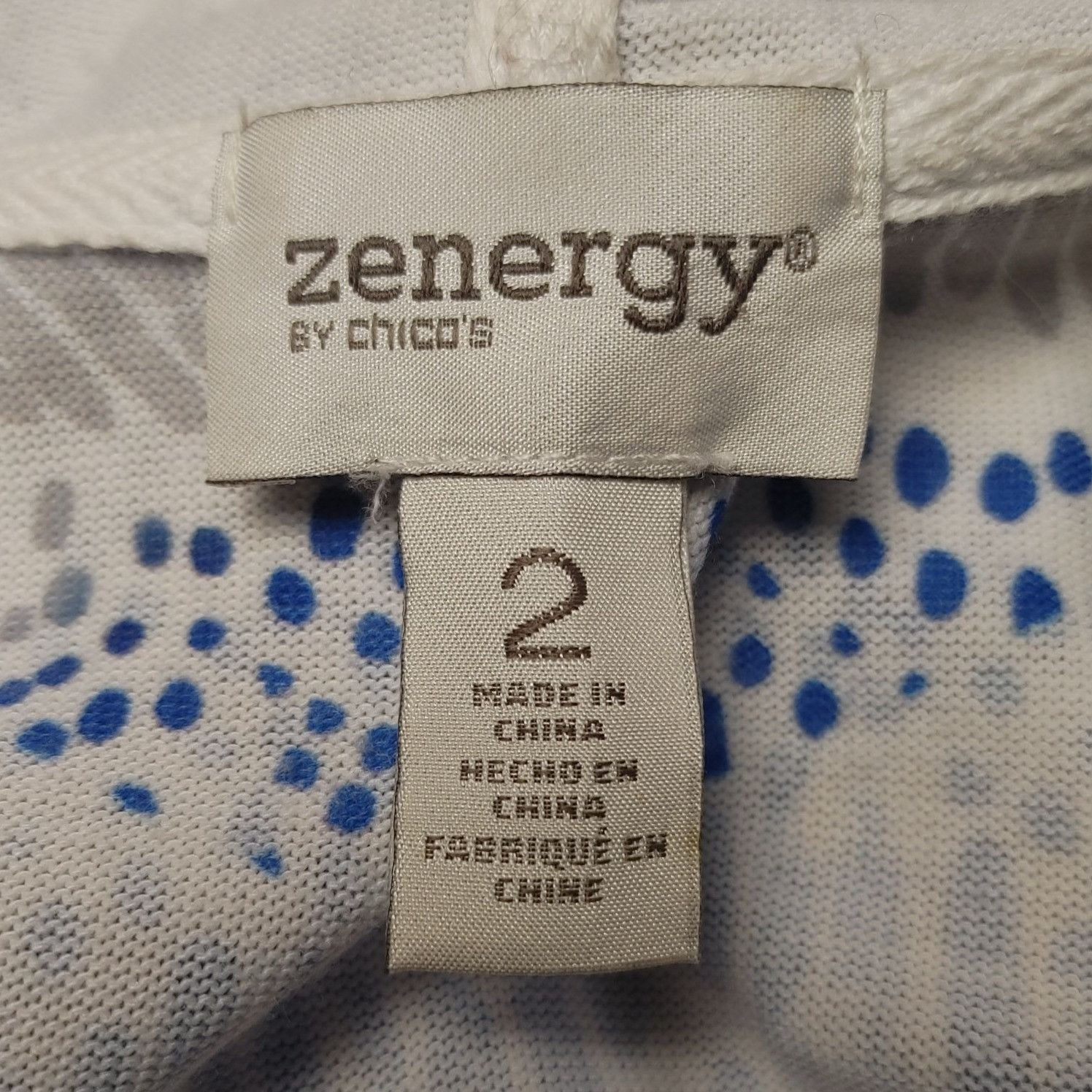 Chicos Zenergy by Chico's Women's White/Blue Zig Zag Pattern Full Z Size XS / US 0-2 / IT 36-38 - 3 Thumbnail