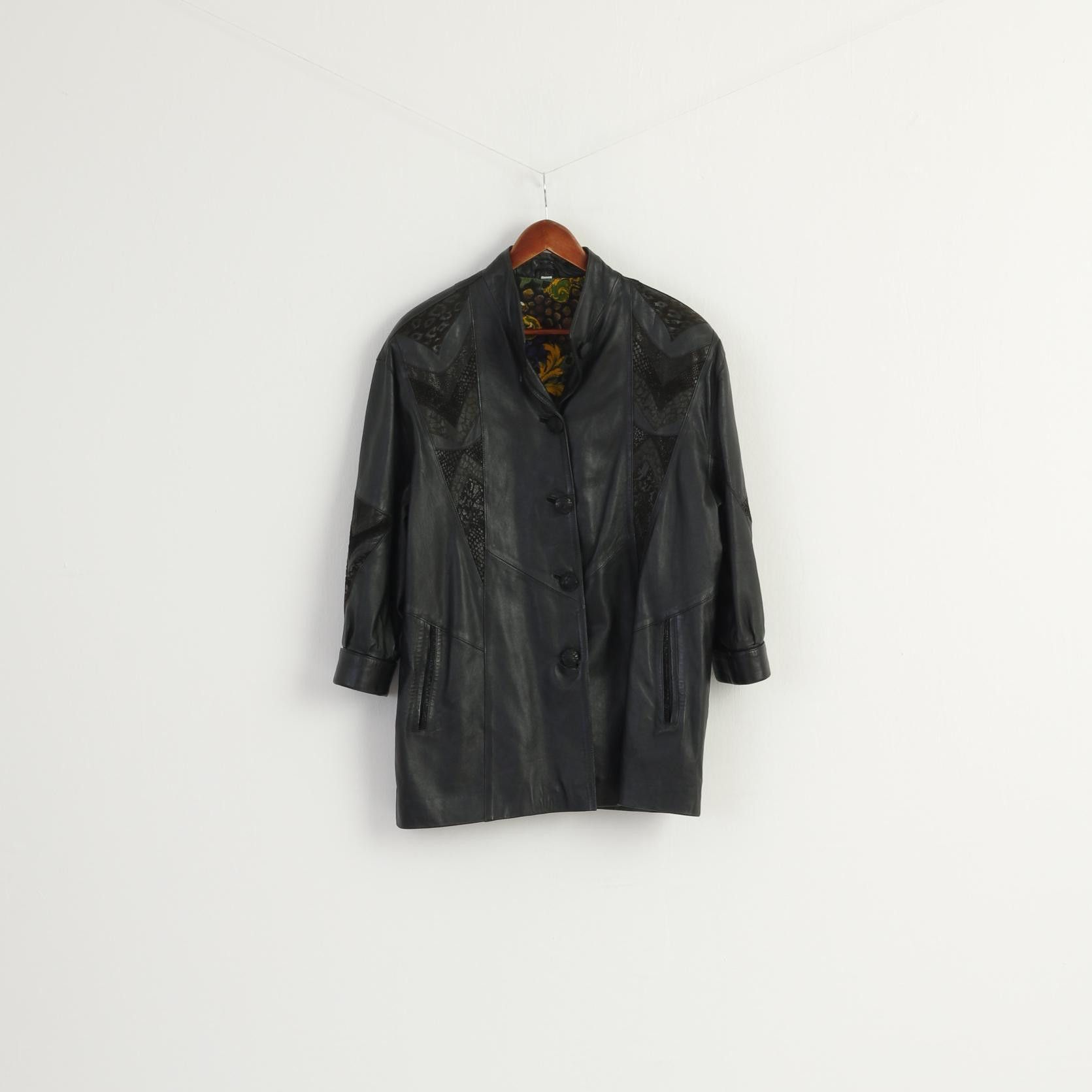 Vintage Emilia Romana Women M Jacket Black Leather 8828 Size M / US 6-8 / IT 42-44 - 2 Thumbnail