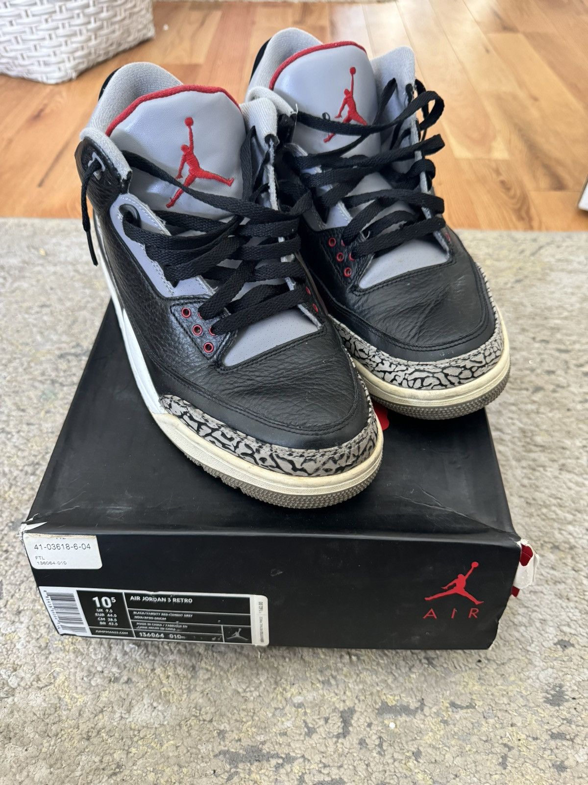 Jordan Brand Nike Air Jordan Retro “Black Cement” M10.5 Size US 10.5 / EU 43-44 - 8 Thumbnail