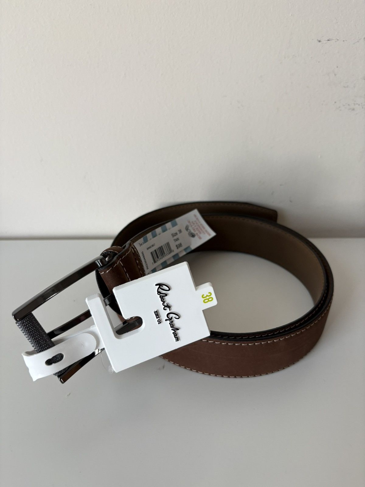Robert Graham Robert Graham Genuine Leather Ripaso Belt Tan Size 38 Size 38 - 2 Thumbnail