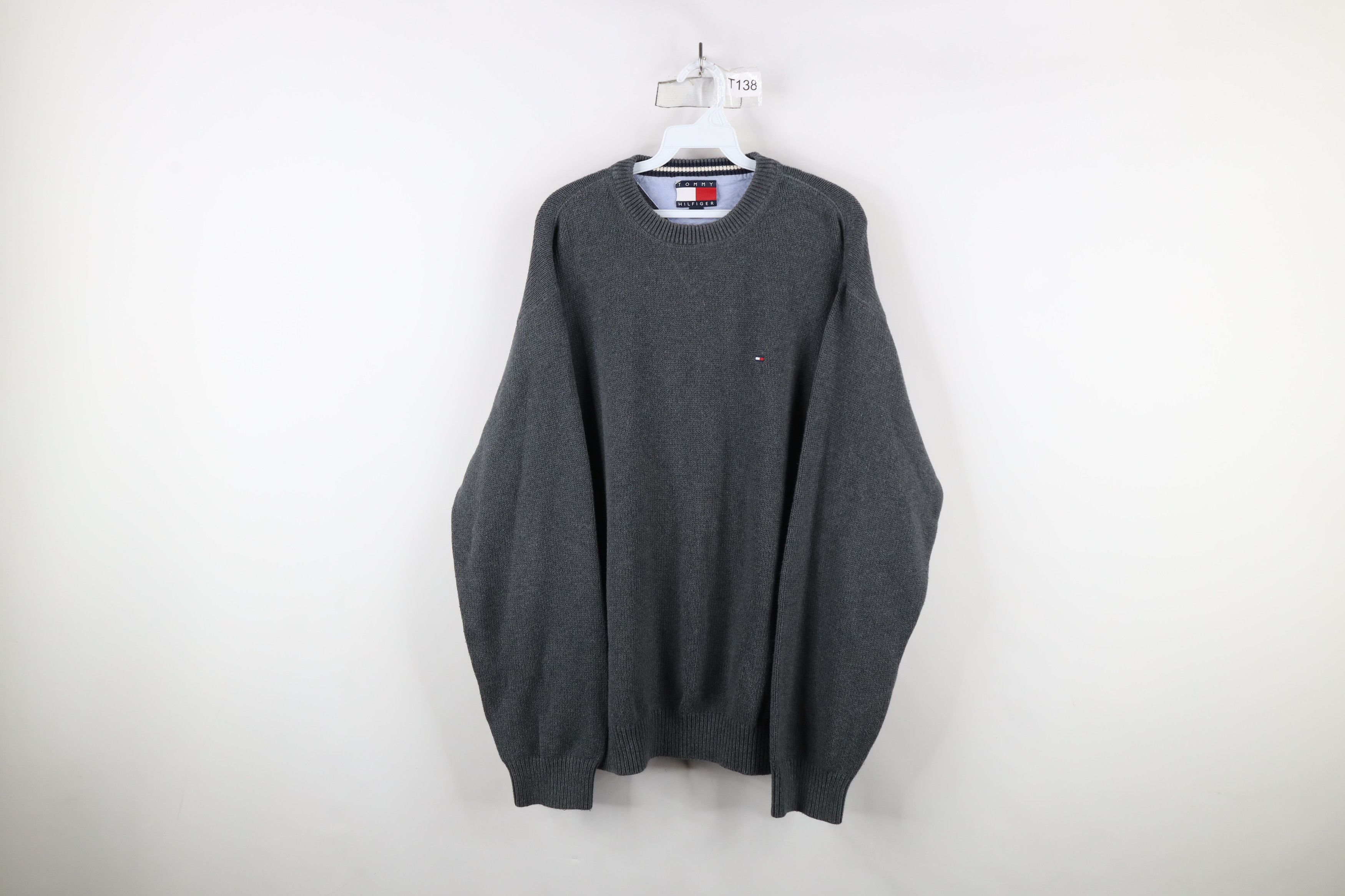 Tommy Hilfiger × Vintage Vintage 90s Tommy Hilfiger Heavyweight Knit Sweater Gray Size US XXL / EU 58 / 5 - 1 Thumbnail