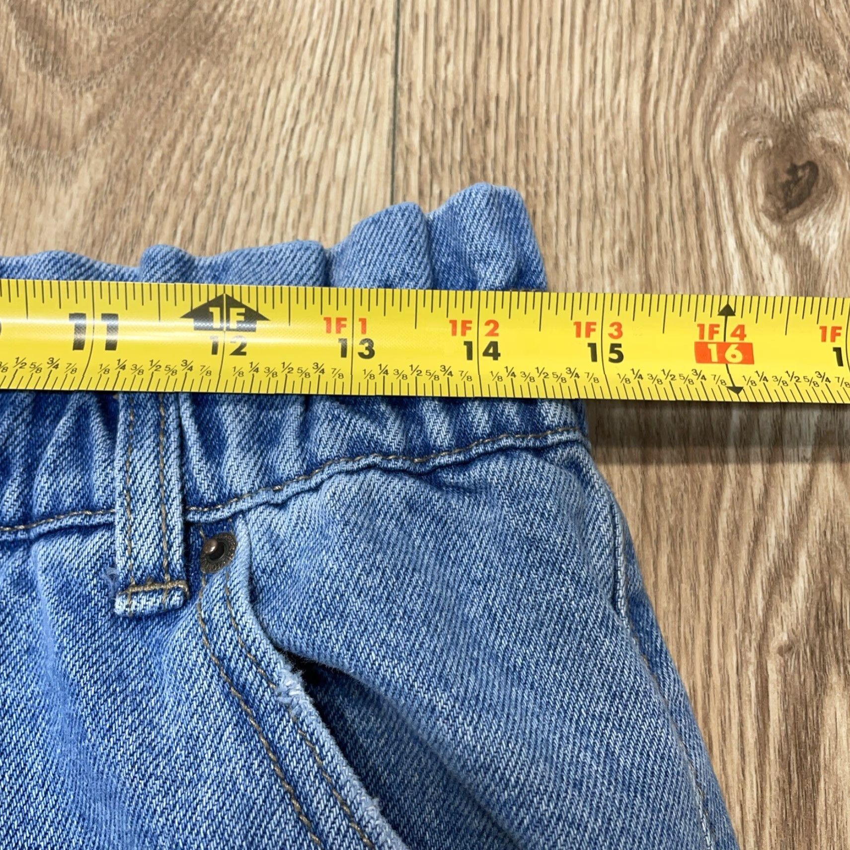 Forever 21 VINTAGE Forever 21 Blue Paperbag Waist High Rise Cotton Jeans Womens Large Elastic Waist Size 36" / US 14 / IT 50 - 5 Thumbnail