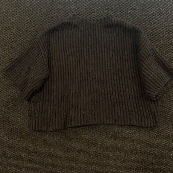 Vintage OGD One Grey Day Black Ribbed Knit Short Sleeve Crop Sweater Cotton Silk Blend L Womens Size L / US 10 / IT 46 - 3 Thumbnail