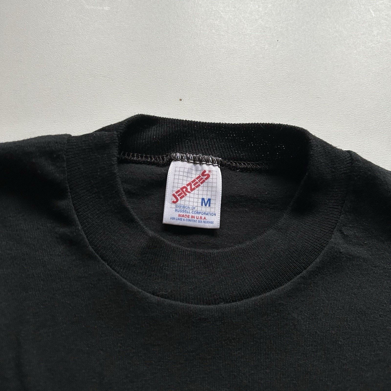 Jerzees × Vintage Vintage 90s Faded Black Blank T Shirt Small Jerzees USA Rare Size US S / EU 44-46 / 1 - 2 Thumbnail