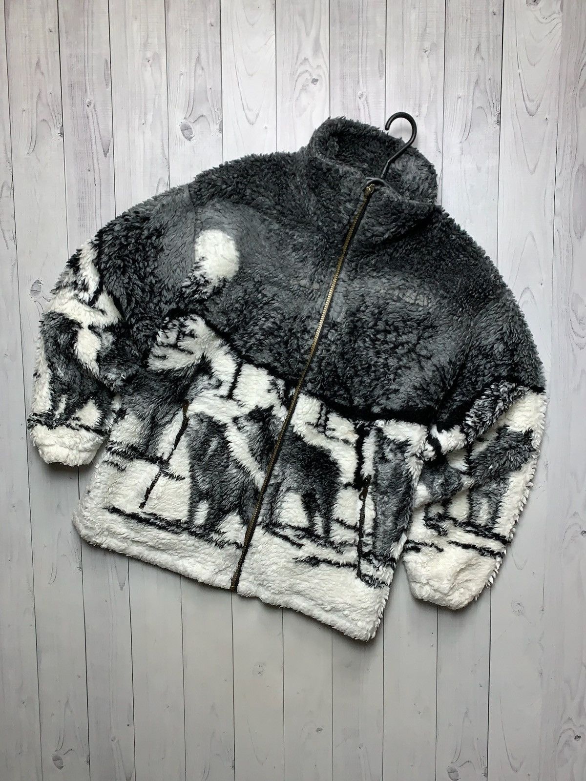 Vintage Vintage wolf fleece jacket rare big logo size M UK Size US M / EU 48-50 / 2 - 1 Thumbnail