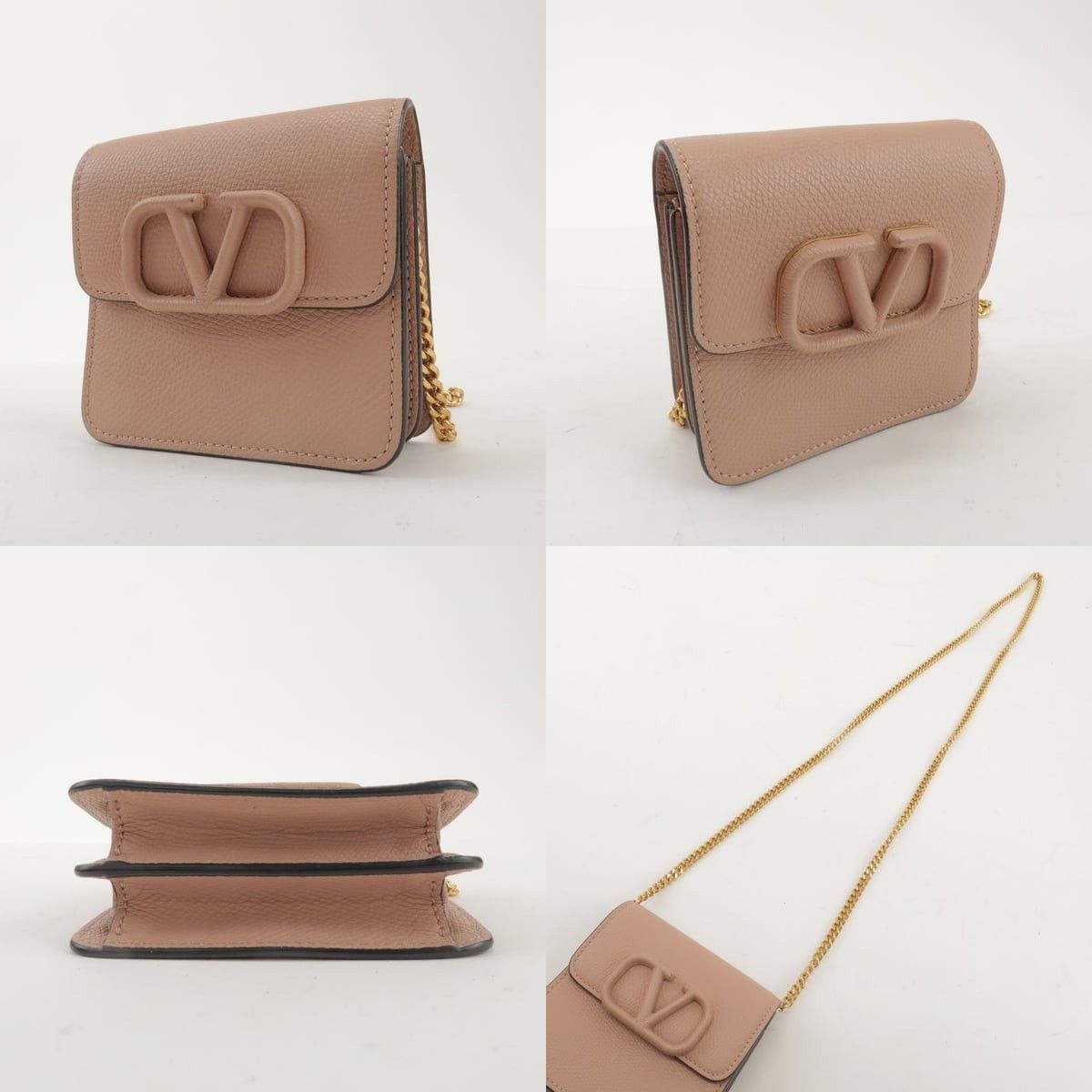 Valentino Valentino VLogo Chain Wallet Calfskin Crossbody Bag Tan Size ONE SIZE - 3 Thumbnail