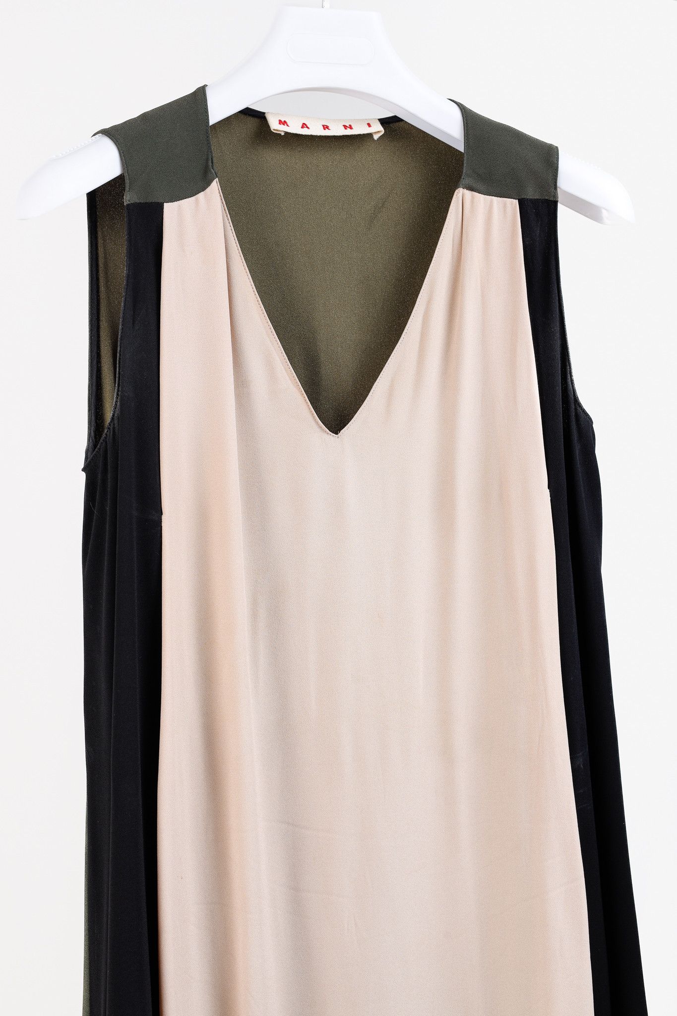 Marni Marni Nude, Black & Green Colourblock Sleeveless Dress Size S / US 4 / IT 40 - 3 Thumbnail