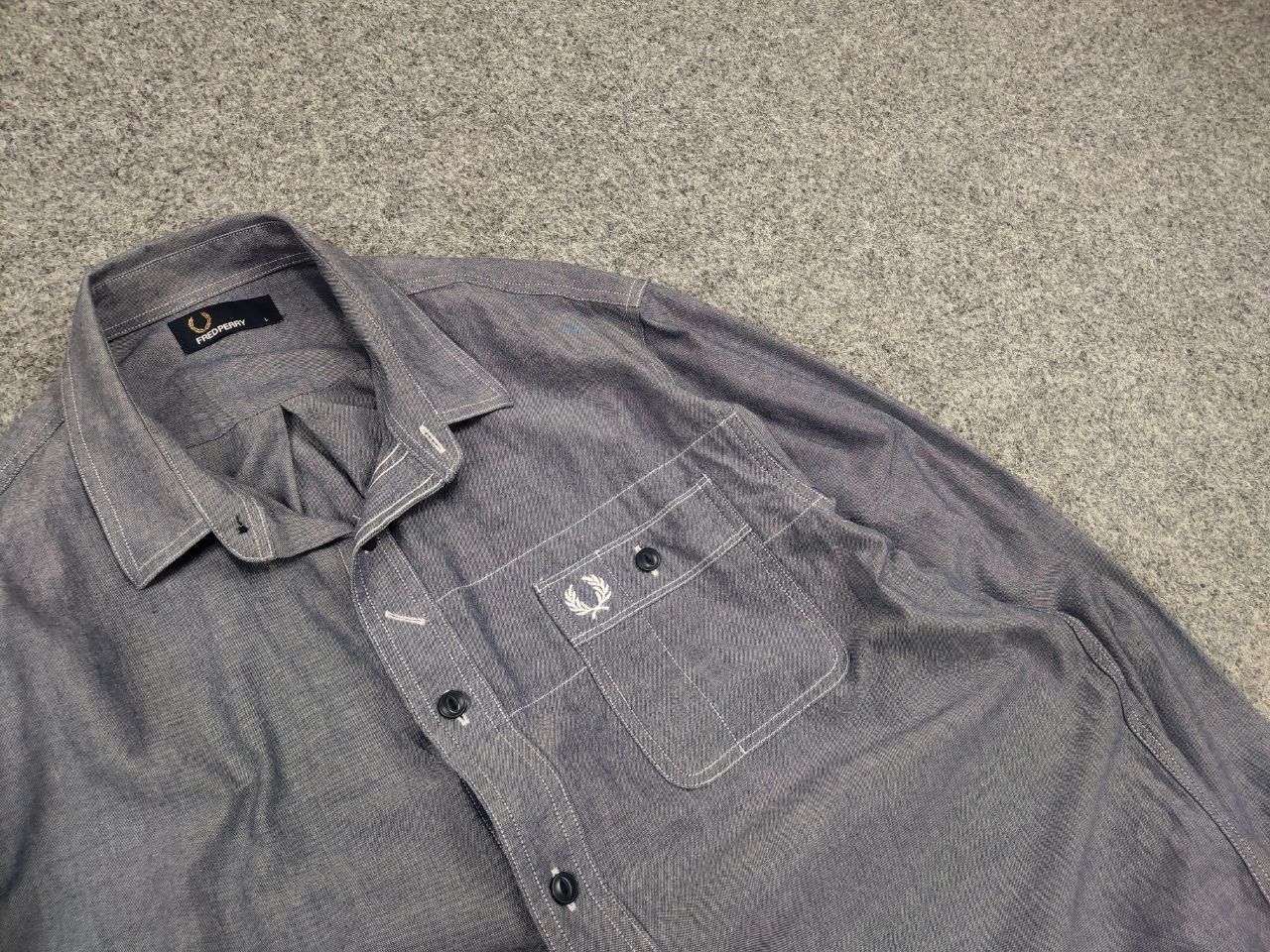 Fred Perry Fred Perry Logo Long sleeve button blue classic fit shirt Size US L / EU 52-54 / 3 - 8 Thumbnail