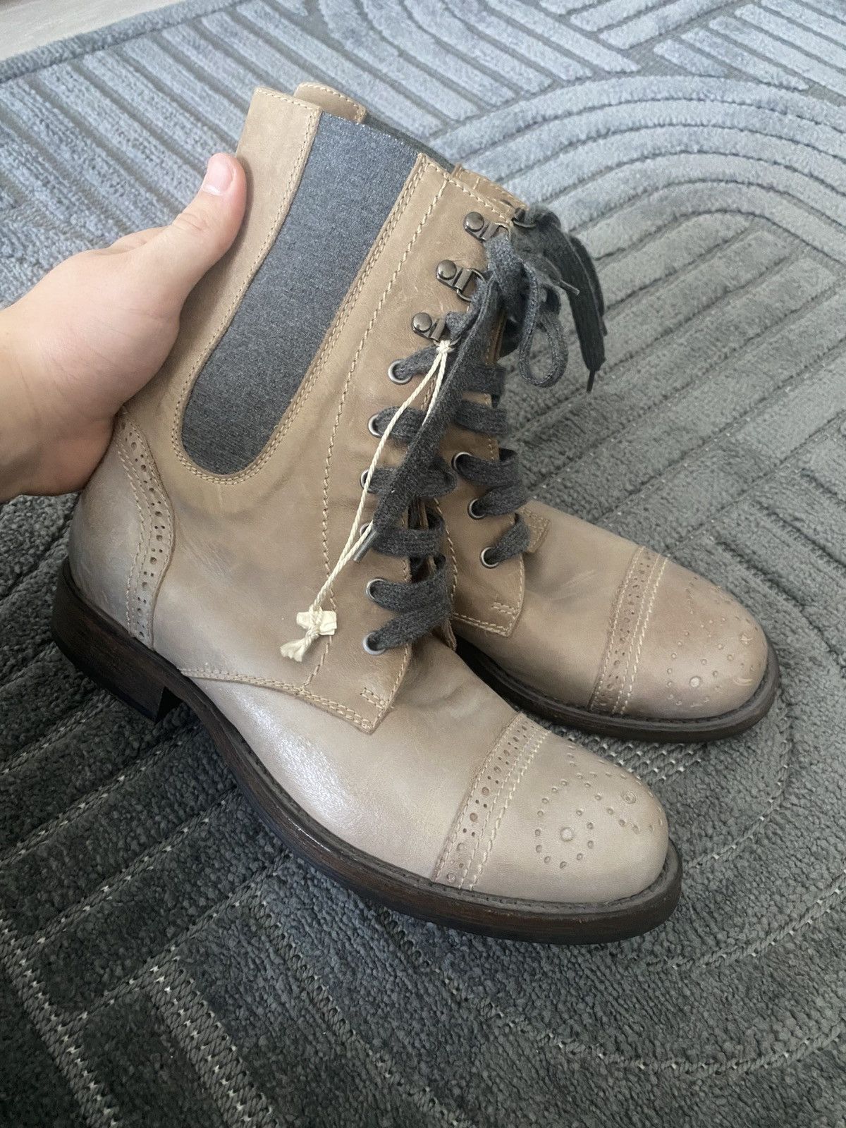 Brunello Cucinelli Brunello cucinelli Ankle boots in leather and cashmere Size US 8 / IT 38 - 2 Thumbnail