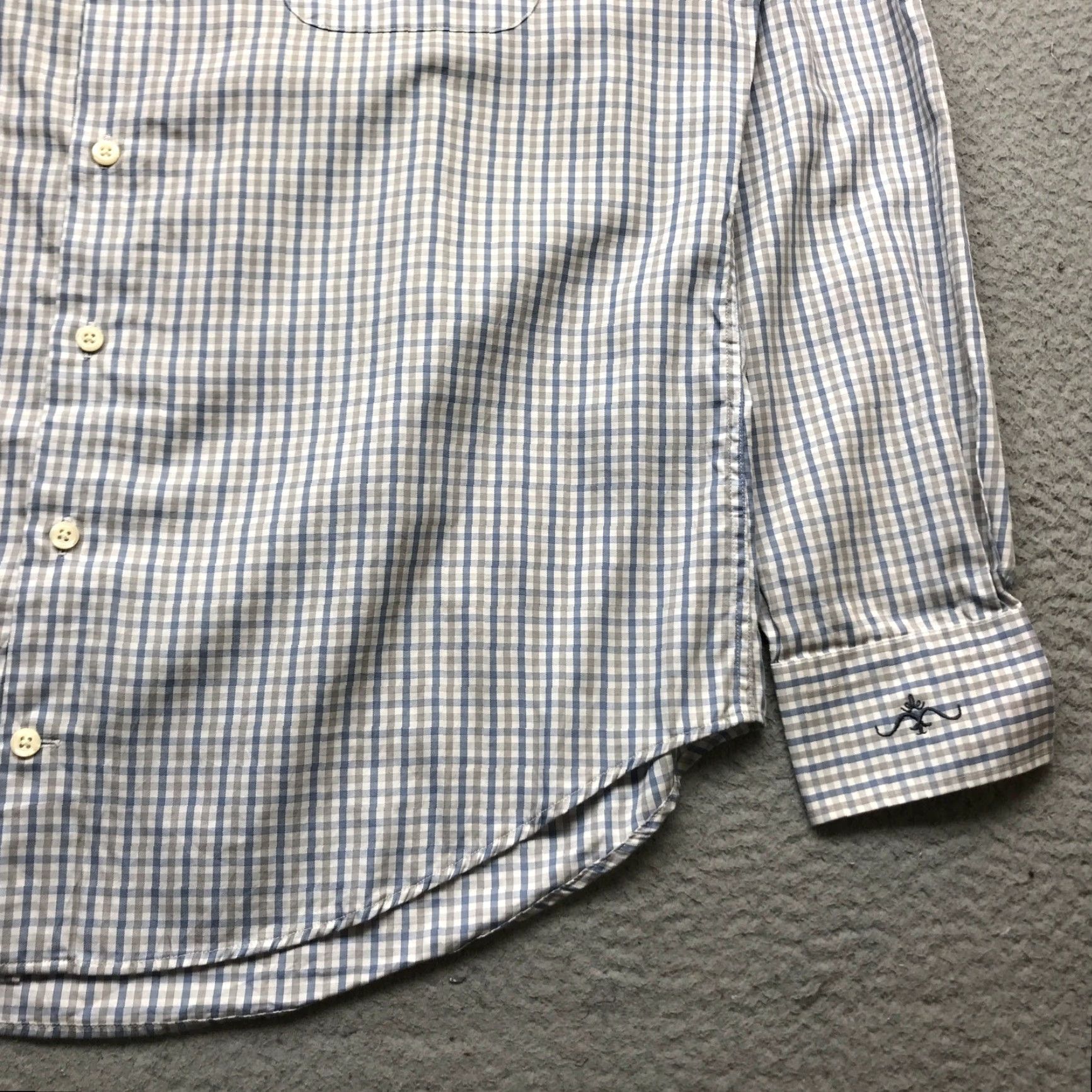 Peter Millar Peter Millar Button Down Long Sleeve Dress Shirt Mens Large Gingham Check Silk Blend Size 42R - 7 Thumbnail