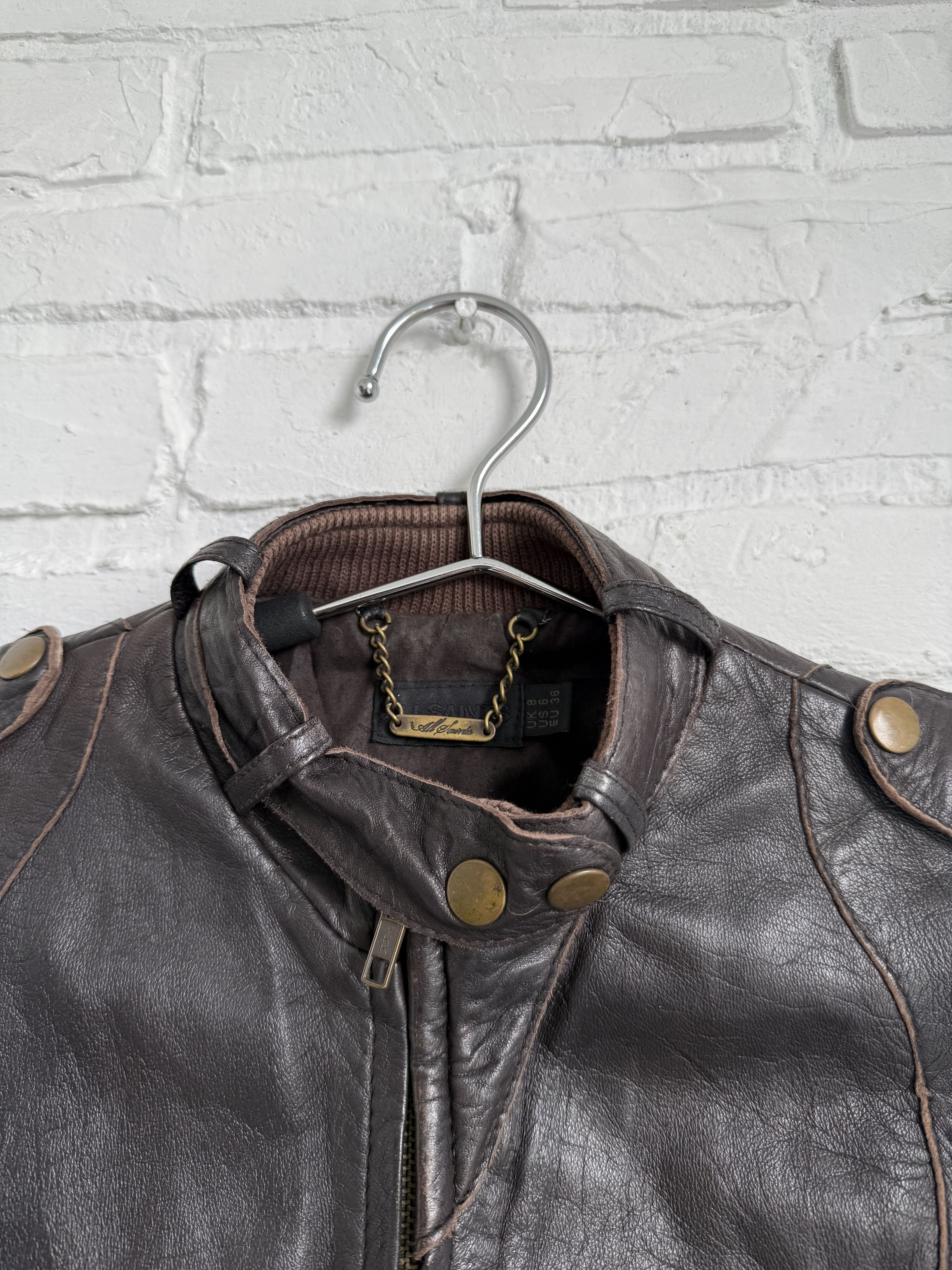 Allsaints × Vintage Vintage 2000s y2k Allsaints brown leather jacket Size XS / US 0-2 / IT 36-38 - 11 Thumbnail