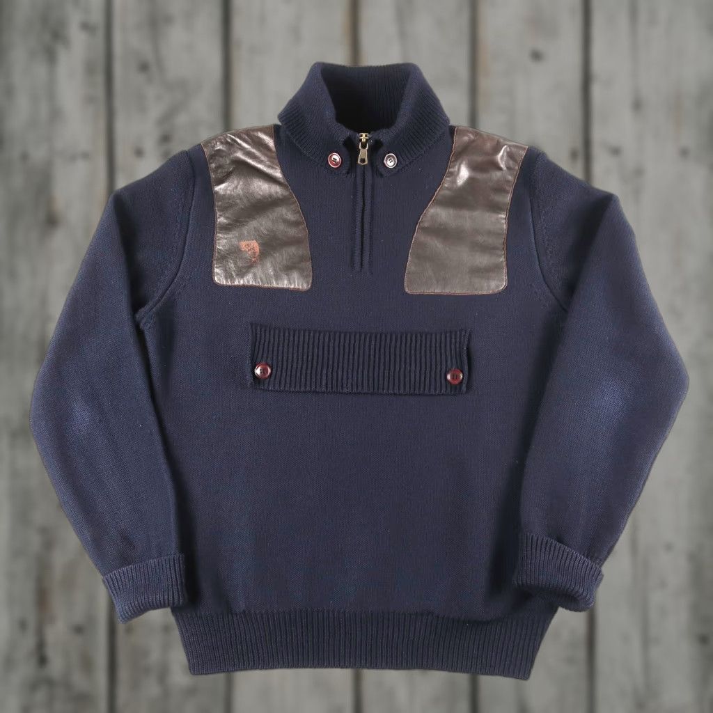 Barbour BARBOUR TOKITO Wool 1/4 Zip Sweater - Blue - XL - Men Size US XL / EU 56 / 4 - 1 Thumbnail