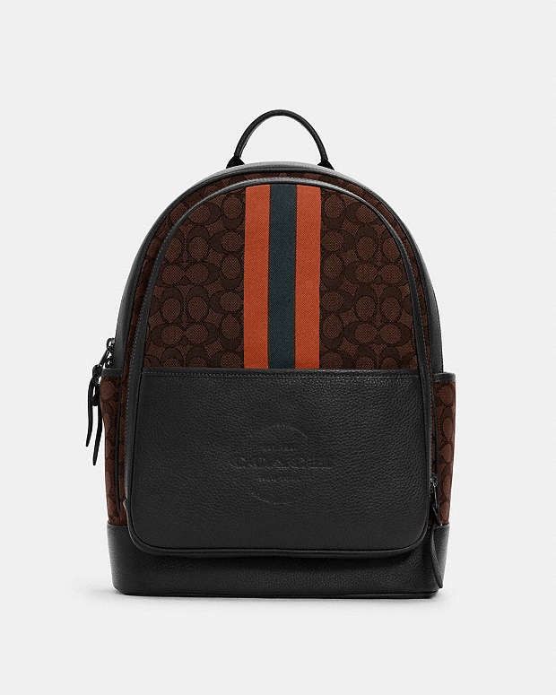 Coach COACH Thompson Backpack Signature Jacquard Varsity Stripe Size ONE SIZE - 1 Thumbnail