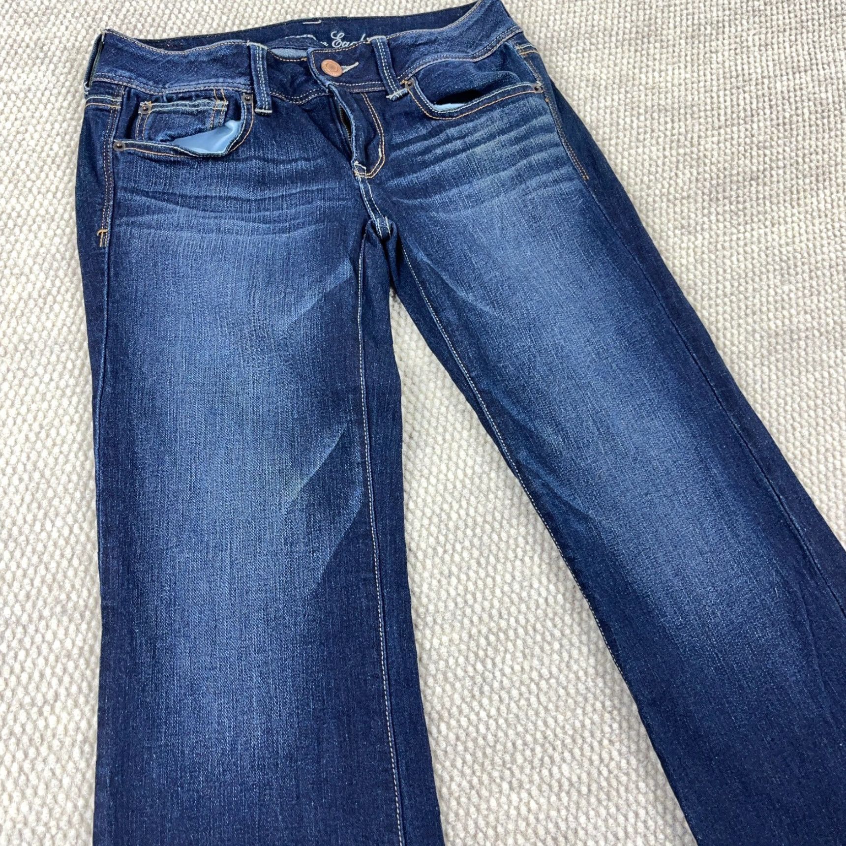 American Eagle Outfitters VINTAGE American Eagle Jeans Women 6 Short Boot Cut Slim Fit Dark Wash Blue 5-Pocket Regular Denim Baggy Hipster Mens Womens Size 28" / US 6 / IT 42 - 4 Thumbnail