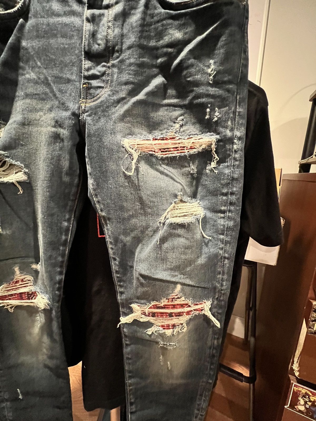 Amiri × Designer × Jean Amiri MX1 (Red) Bandana Jeans | Grailed