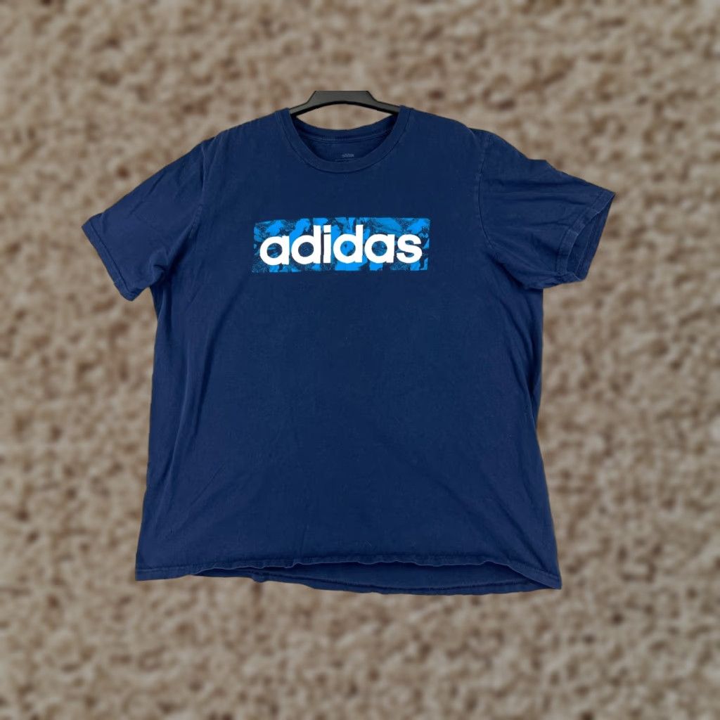 Adidas ADIDAS Shirt Men XL Blue Short Sleeve Crew Neck Logo Cotton Jersey Athletic Top - Sports Apparel, 3-4 Season Comfort Size US XL / EU 56 / 4 - 1 Thumbnail