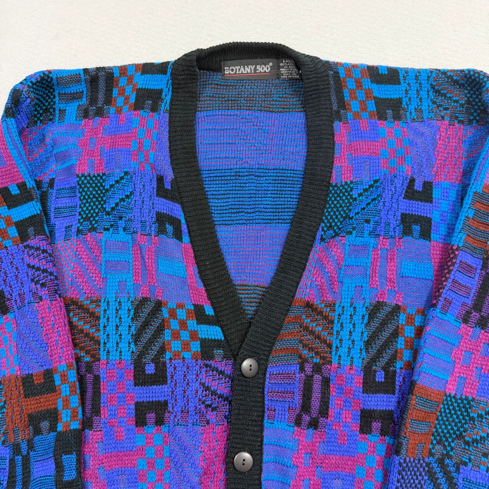Vintage Vintage Botany 500 Geometric Knit Cardigan Sweater Large Size US L / EU 52-54 / 3 - 3 Thumbnail