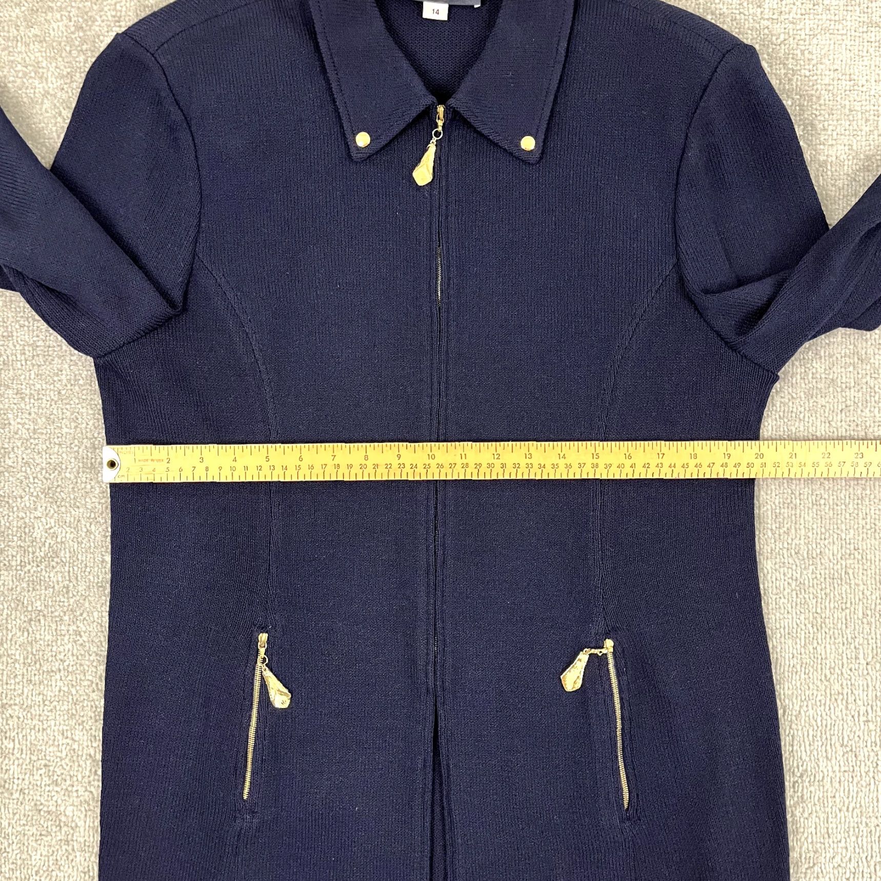 St. John VINTAGE ST. JOHN Womens Sweater Size 14 Blue Wool Knit Full Zip Pockets Preppy Classic Size XL / US 12-14 / IT 48-50 - 5 Thumbnail