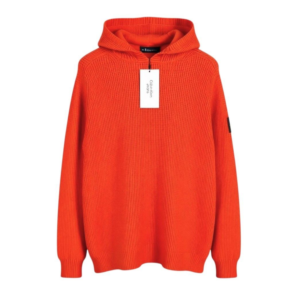 Calvin Klein M Orange Cotton Knit Hooded Stretch Jumper 87437 Size US M / EU 48-50 / 2 - 1 Thumbnail