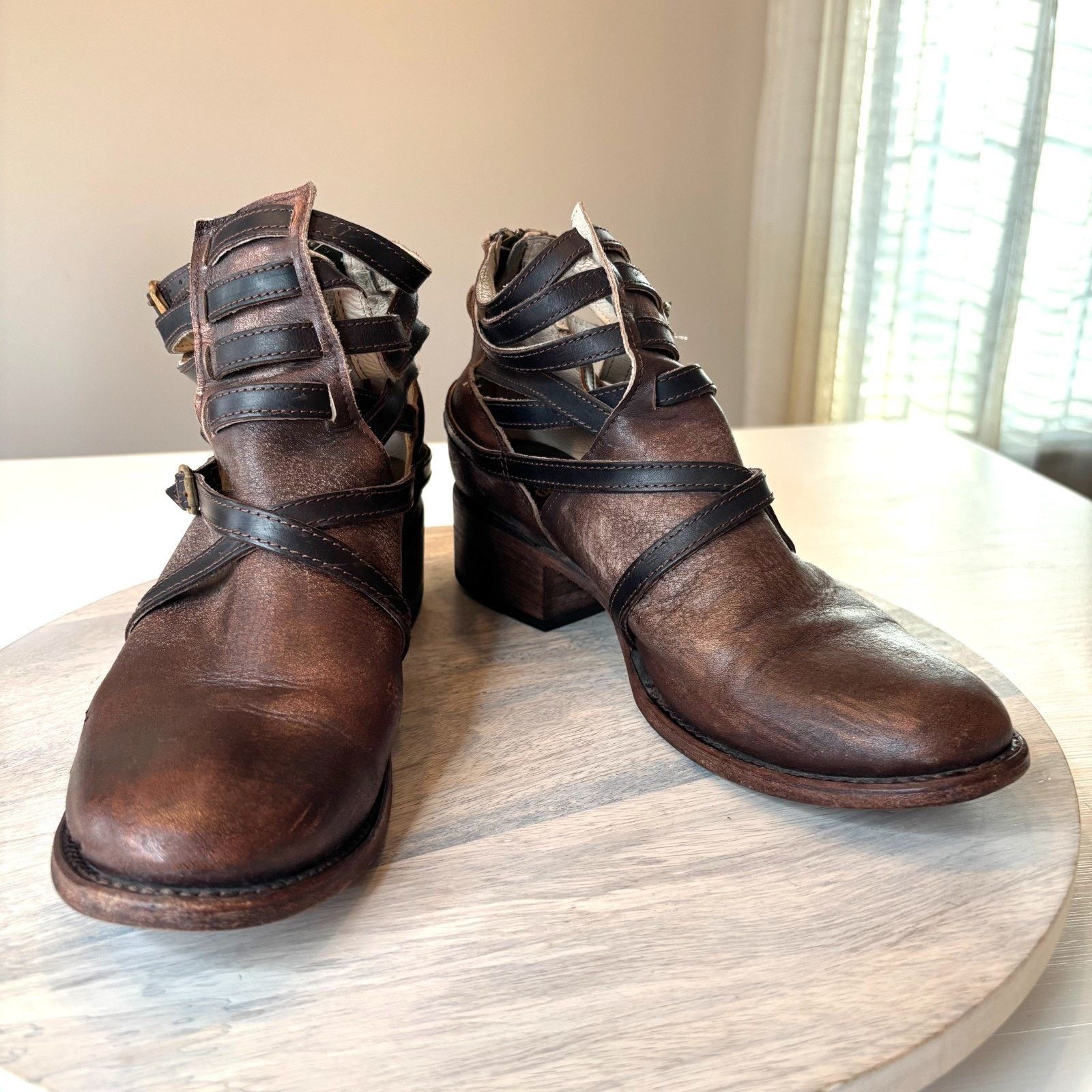 FREEBIRD Freebird Stair 10 Brown Strappy Harness Western Ankle Boots Size US 10 / IT 40 - 3 Thumbnail