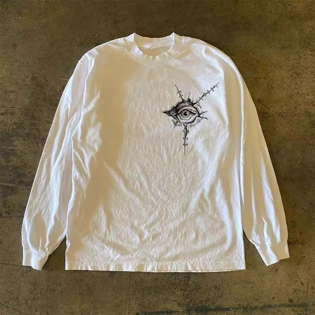 Vintage White retro eye print long-sleeved t-shirt Size US M / EU 48-50 / 2 - 1 Thumbnail