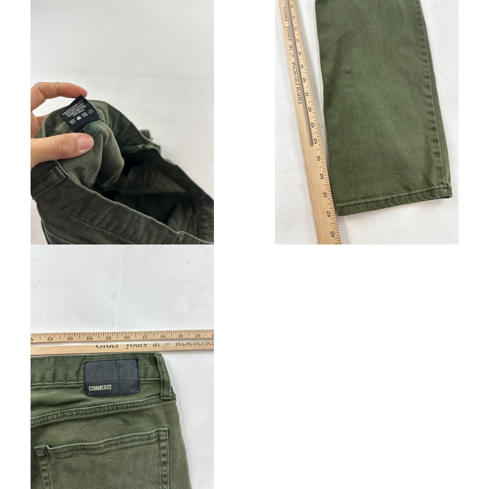 Vintage Commerce Jeans Mens 36x30 Green Relaxed Straight Fit Five Pocket Stretch Preppy Size US 36 / EU 52 - 8 Thumbnail