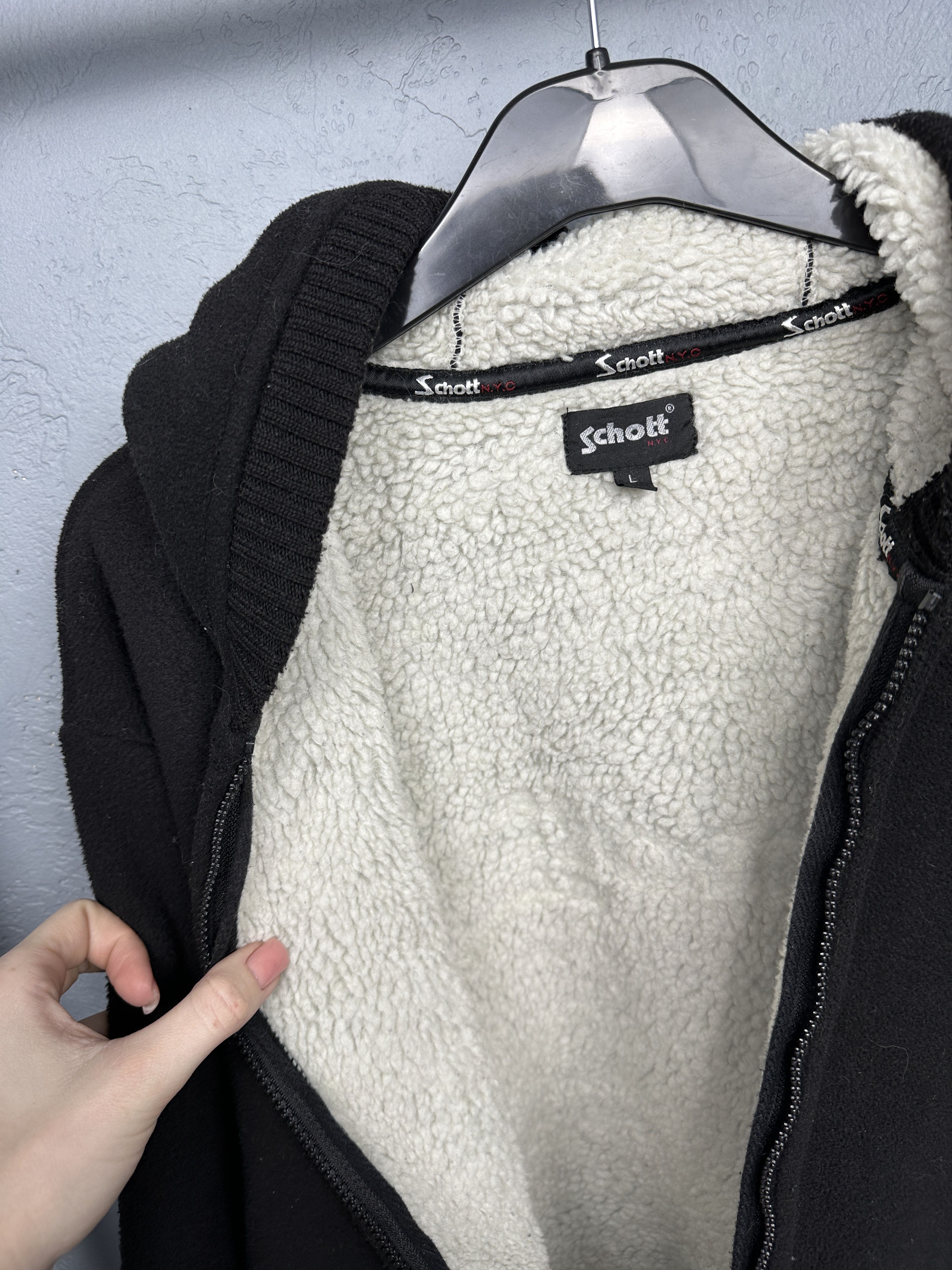 Schott Schott Vintage Mens Sherpa Fleece Hooded Jacket Size US L / EU 52-54 / 3 - 5 Thumbnail