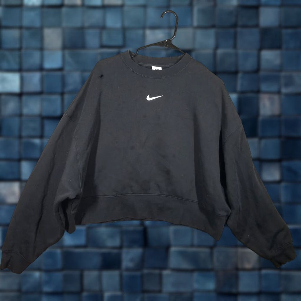 Nike NIKE Women’s Fleece Pullover Crew Sweatshirt Small Black Oversized Activewear Size S / US 4 / IT 40 - 1 Thumbnail