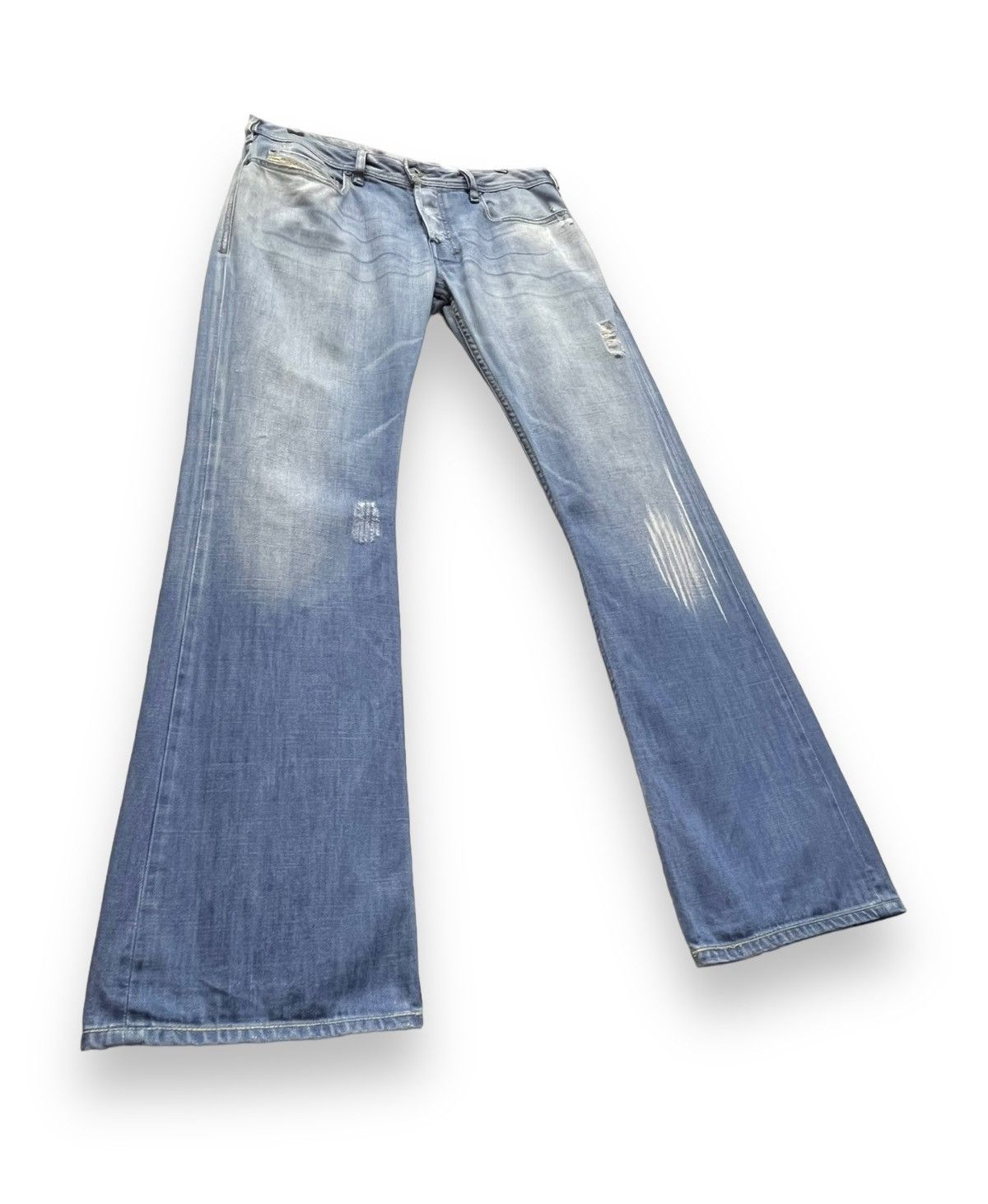 Diesel RARE💥Vintage DIESEL ZATHAN FLARE Distressed Clawmark Denim Size US 32 / EU 48 - 3 Thumbnail