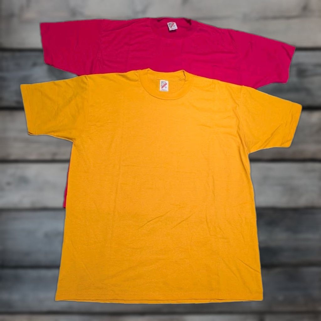 Jerzees VINTAGE Jerzees 50/50 Tee Shirt Lot Of 2 USA Made XL Pink & Yellow Short Sleeve Crew Neck Mens 90s NWOT Size US XL / EU 56 / 4 - 1 Thumbnail