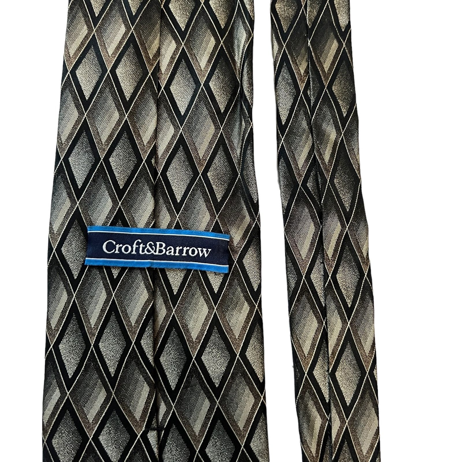 Croft & Barrow Croft & Barrow Black Gray Bronze Diamond Geometric Silk Tie Size ONE SIZE - 6 Thumbnail