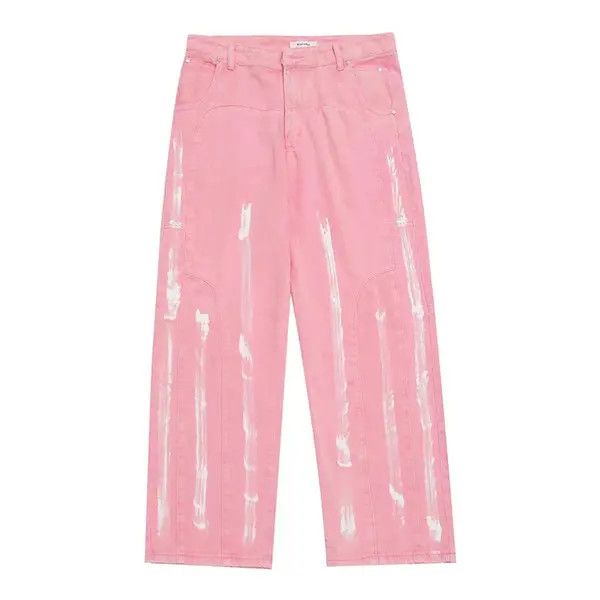 Other Pink High Waist Jeans Loose Straight Baggy Wide Leg Pants Size US 30 / EU 46 - 3 Thumbnail