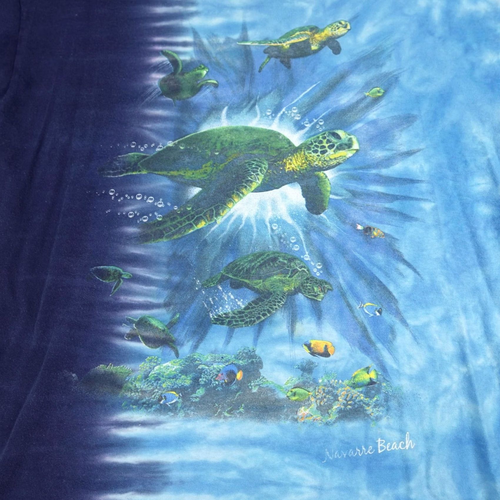 Gildan Sea Turtle Navarre Beach Shirt Mens Large Blue Tie Dye Gildan 90s Ocean Graphic T-Shirt Size US L / EU 52-54 / 3 - 6 Thumbnail