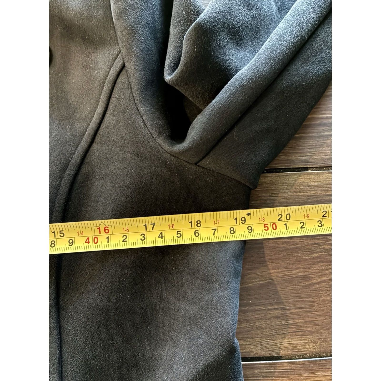 Vintage Tahari Womens Open Jacket Top Black Faux Leather Polyester Spandex 8 Size M / US 6-8 / IT 42-44 - 7 Thumbnail