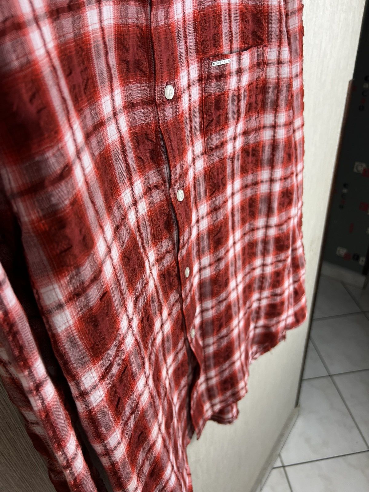 Diesel Diesel plaid button up checked distressed shrunk shirt logo Size US L / EU 52-54 / 3 - 10 Thumbnail