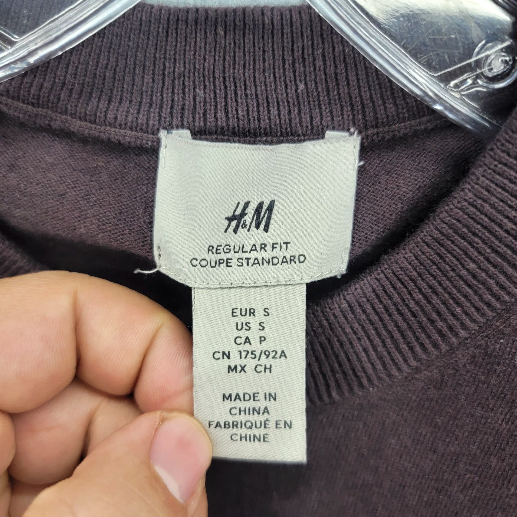 H&M HM Sweater Mens Small Regular Fit Brown Crew Neck Shirt Size US S / EU 44-46 / 1 - 2 Thumbnail