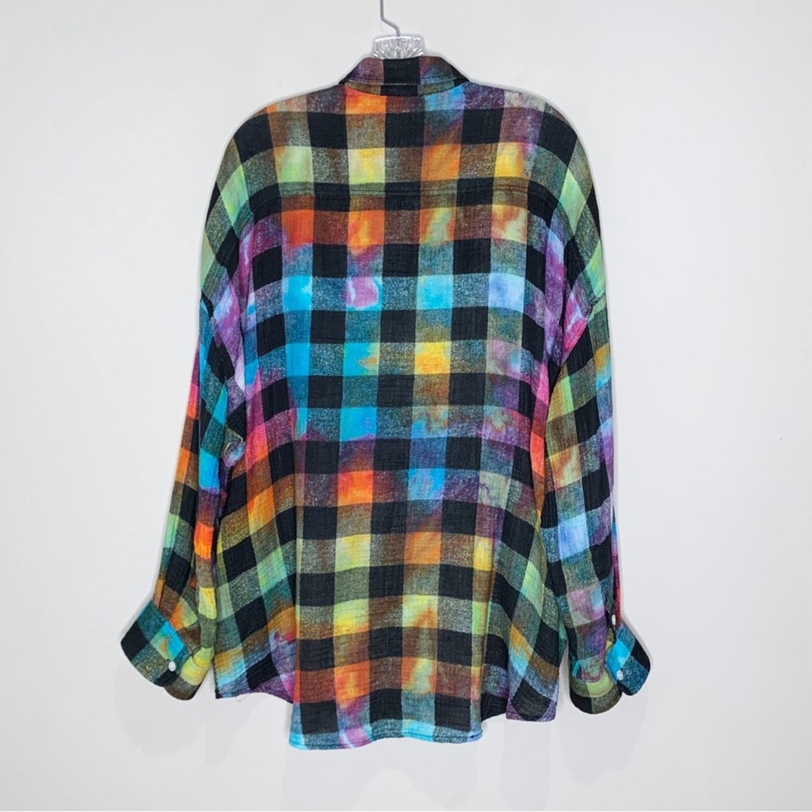 R13 R13 Oversized Drop Neck Shirt (Sz XS) Rainbow Plaid Check Size XS / US 0-2 / IT 36-38 - 8 Thumbnail