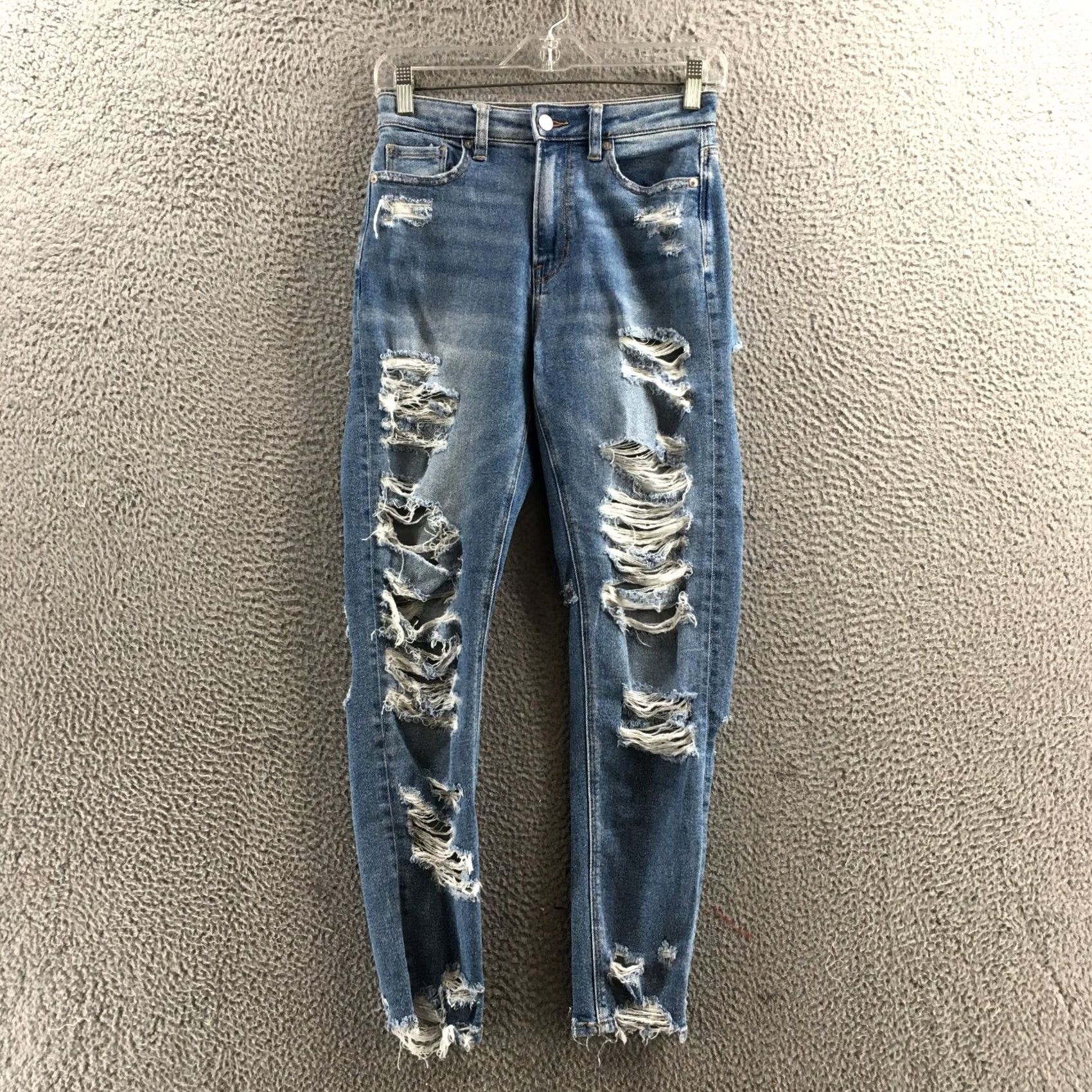 American Eagle Outfitters American Eagle Skinny Jeans Womens 27X27 Blue Distressed Stretch Zip Size 25" / US 0 / IT 36 - 2 Thumbnail