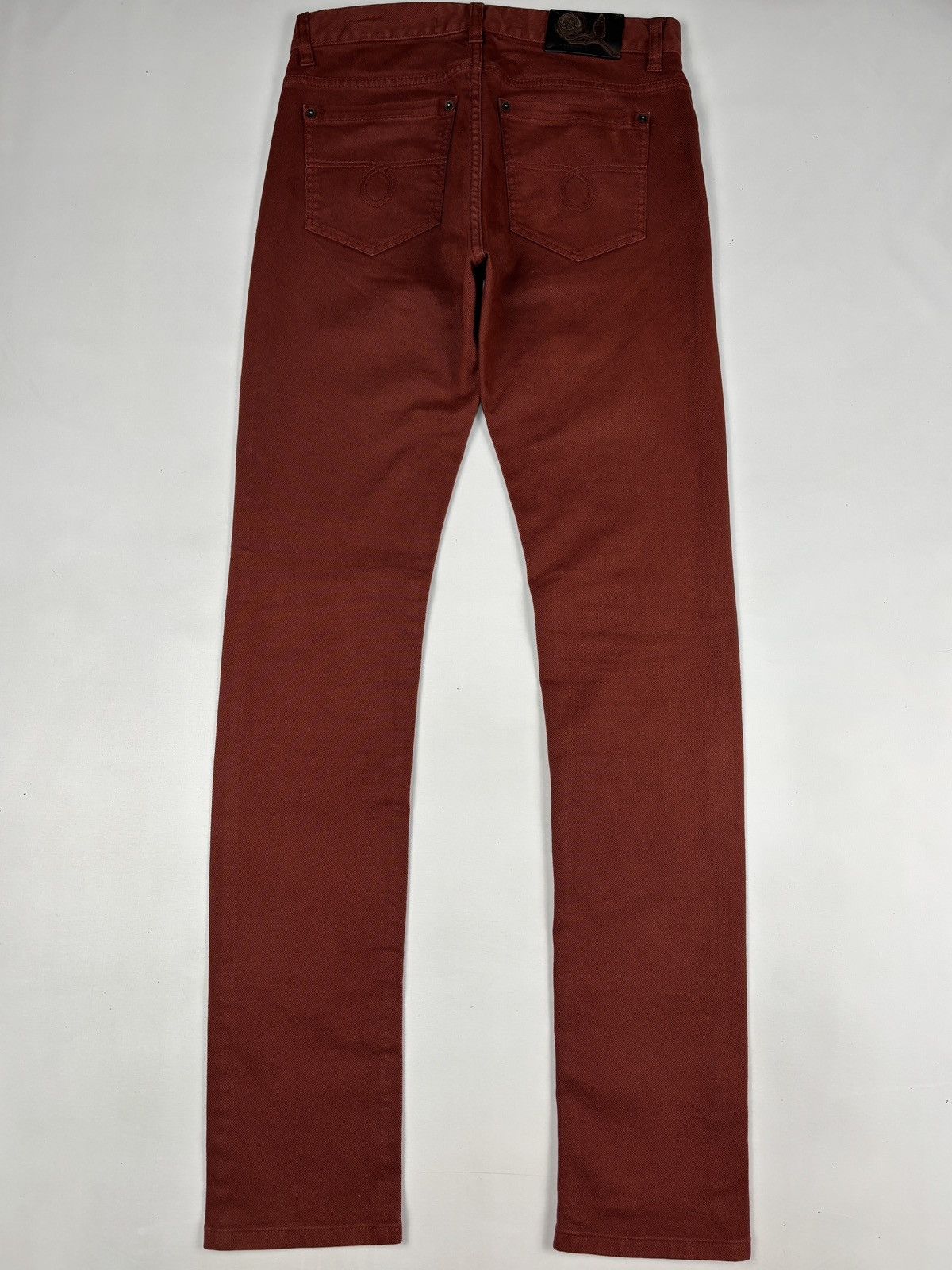 Roberto Cavalli Burgundy Snake Embroidered Slim Fit Jeans Size US 30 / EU 46 - 12 Thumbnail