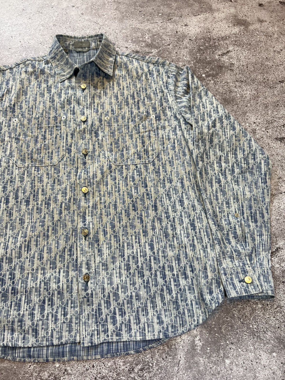 Dior Dior oblique monogram denim Mens Button Up Shirt Overshirt Size US M / EU 48-50 / 2 - 3 Thumbnail
