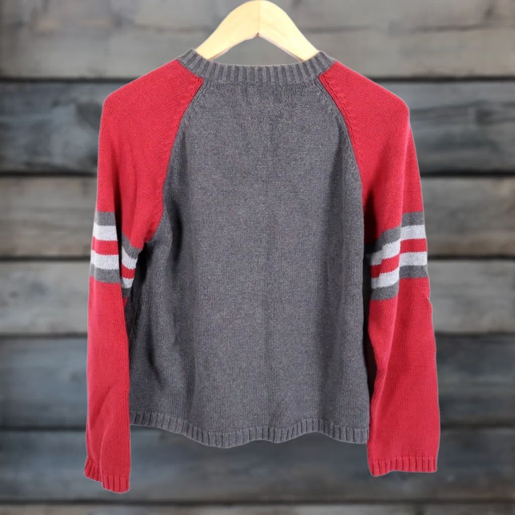 American Eagle Outfitters VINTAGE American Eagle Outfitters Sweater Women Large Gray Red V-Neck Cotton VTG Y2K Pullover Chяnk y knit? Size L / US 10 / IT 46 - 1 Thumbnail