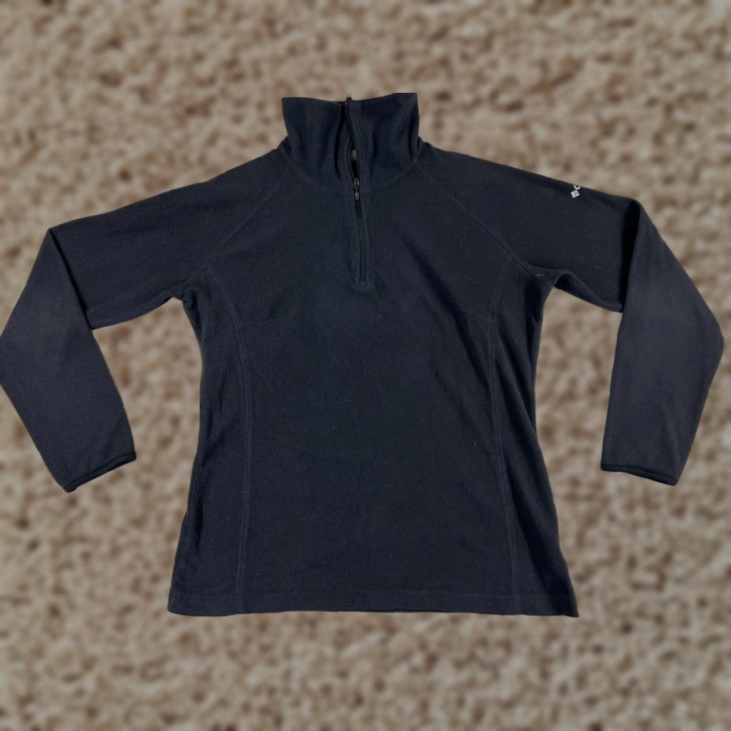 Vintage Columbia Women's Fleece 1/4 Zip Pullover Sweatshirt Black Medium Mock Neck Polyester Size M / US 6-8 / IT 42-44 - 1 Thumbnail