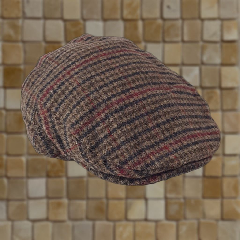 Vintage VINTAGE Macahel Houndstooth Plaid Newsboy Cap Size Medium Brown Tweed 90s Mens Size ONE SIZE - 1 Thumbnail
