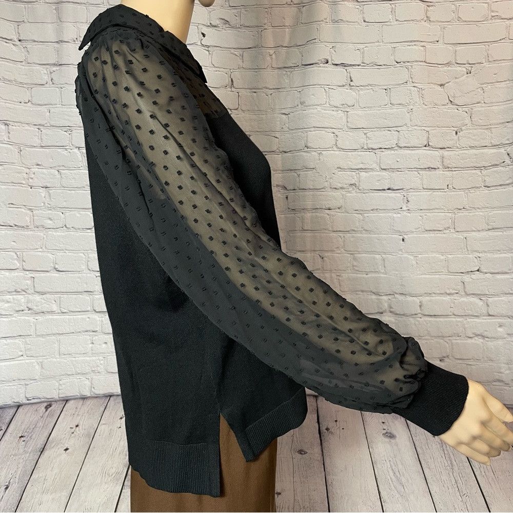 Adrianna Papell NWT New $89 Adrianna Papell Peter Pan Mesh Long Sleeve Blou Size S / US 4 / IT 40 - 4 Thumbnail