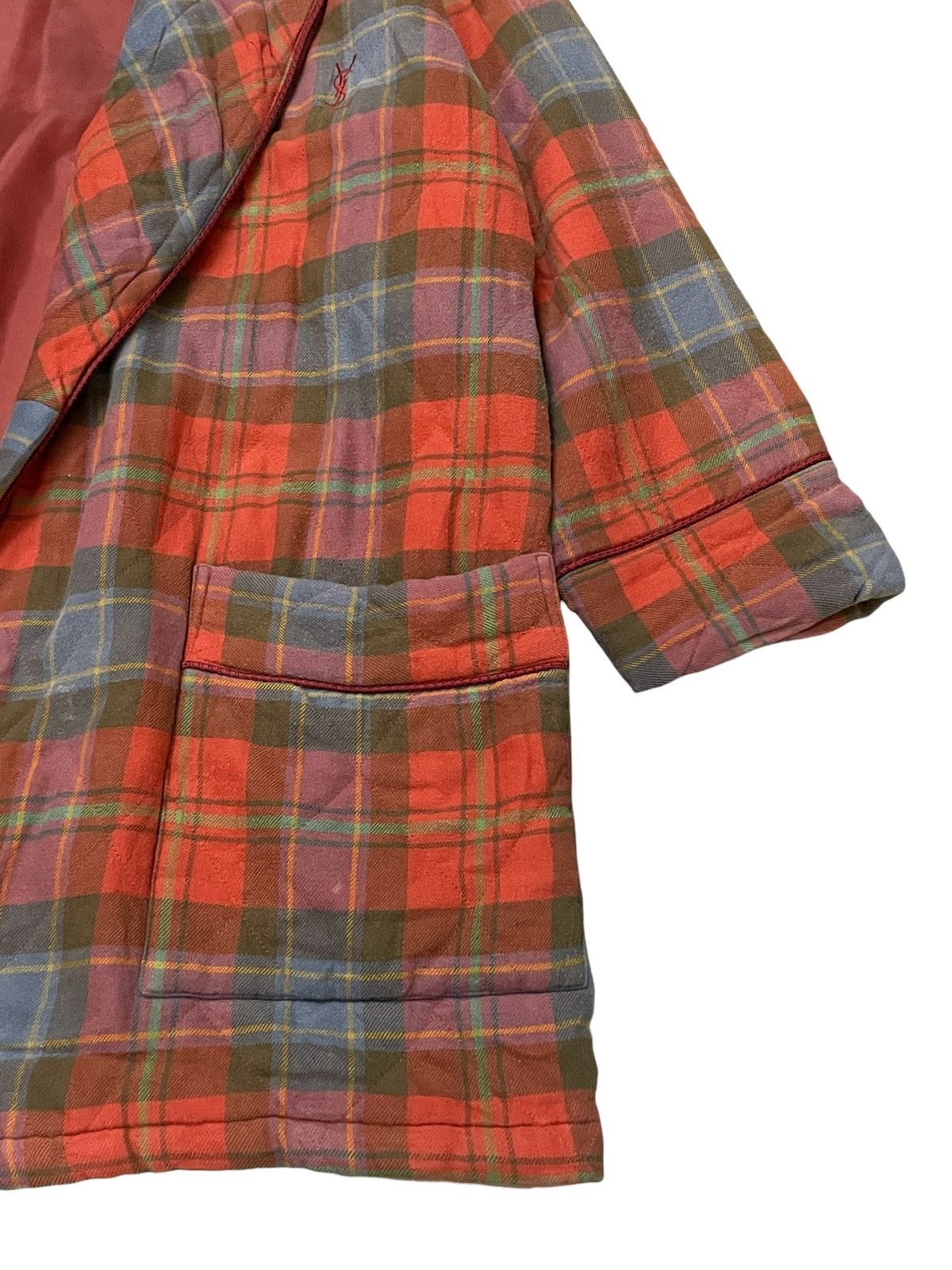 Vintage × Yves Saint Laurent Vintage YSL Checks Plaid bath robe Embroidered Jacket Size US M / EU 48-50 / 2 - 4 Thumbnail
