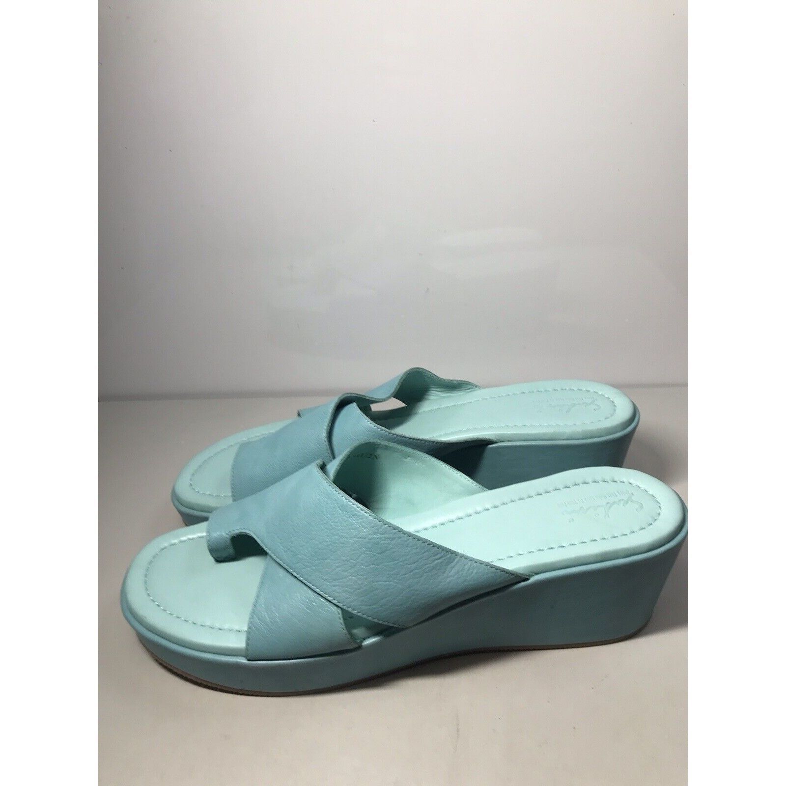 Houdini Sudini Blue Leather Toe Slip On Slides Wedge Sandals Women’s Size US 11 / IT 41 - 7 Thumbnail