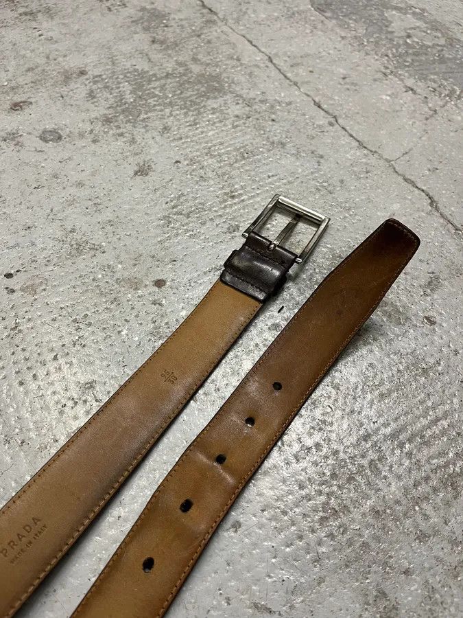 Designer × Prada × Vintage Prada Brown Leather Belt Size ONE SIZE - 6 Thumbnail