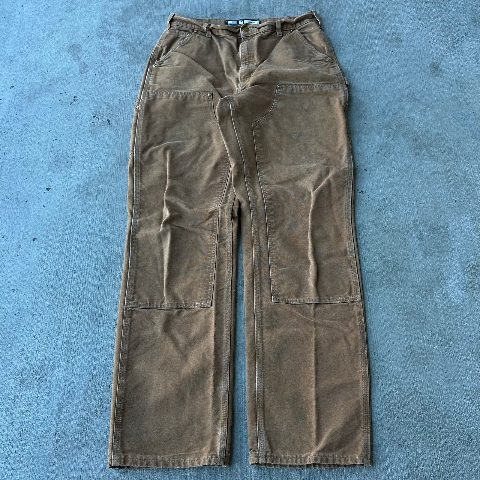 Carhartt × Vintage Carhartt brown double knee work wear carpenter pants Size US 33 - 1 Thumbnail